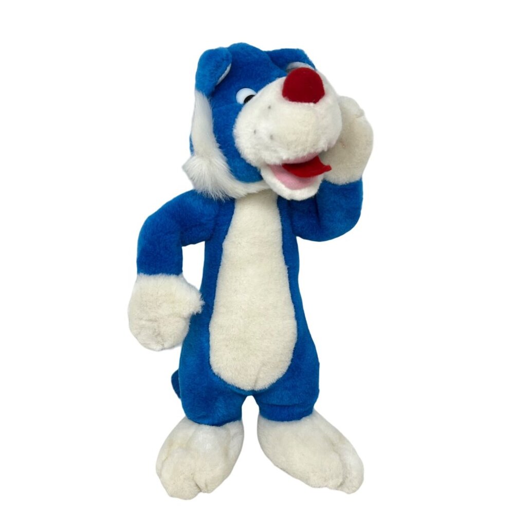 Blue & White Cat Tiger Toy Works Stuffed Plush 12.5" Tall With Tags  RARE